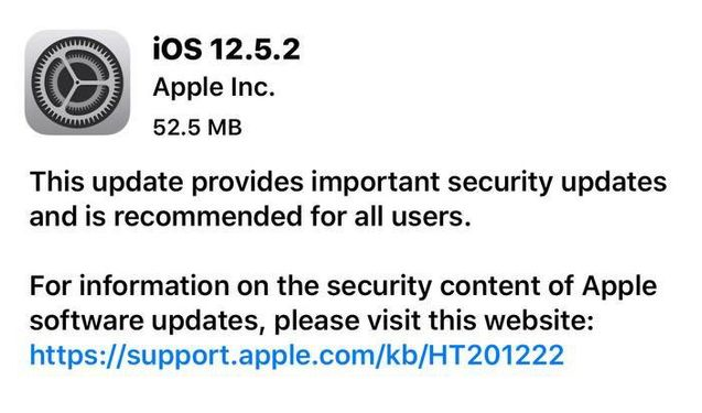 珲春苹果手机维修分享iOS12.5.2发布，建议所有老苹果用户安装 